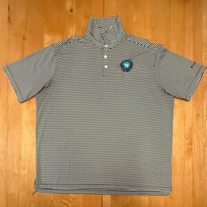 Charlotte FC Black and White Striped Columbia Sportswear Polo Shirt